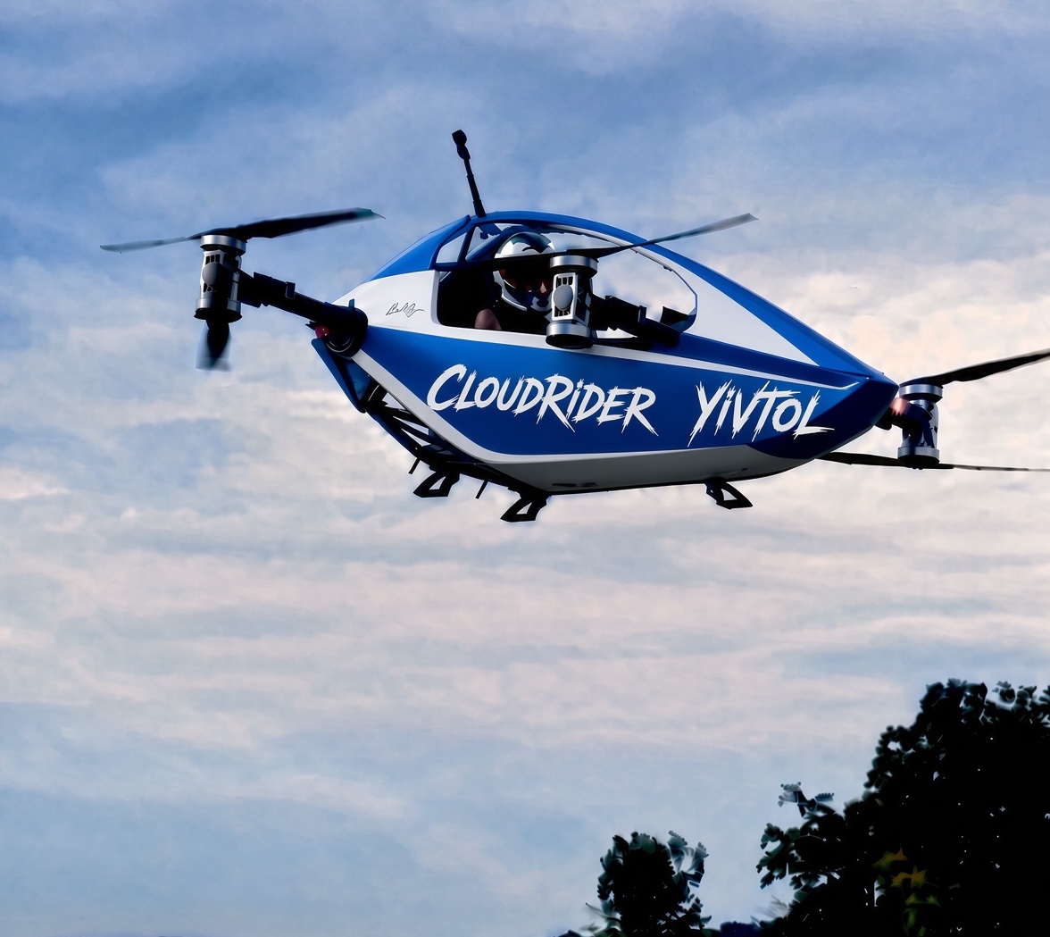 CloudRider S-Zero personal flying aircraft in flight