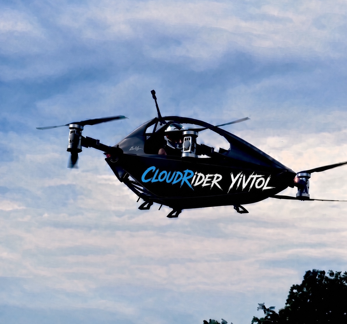 CloudRider S-Zero personal flying aircraft during an early United States flight